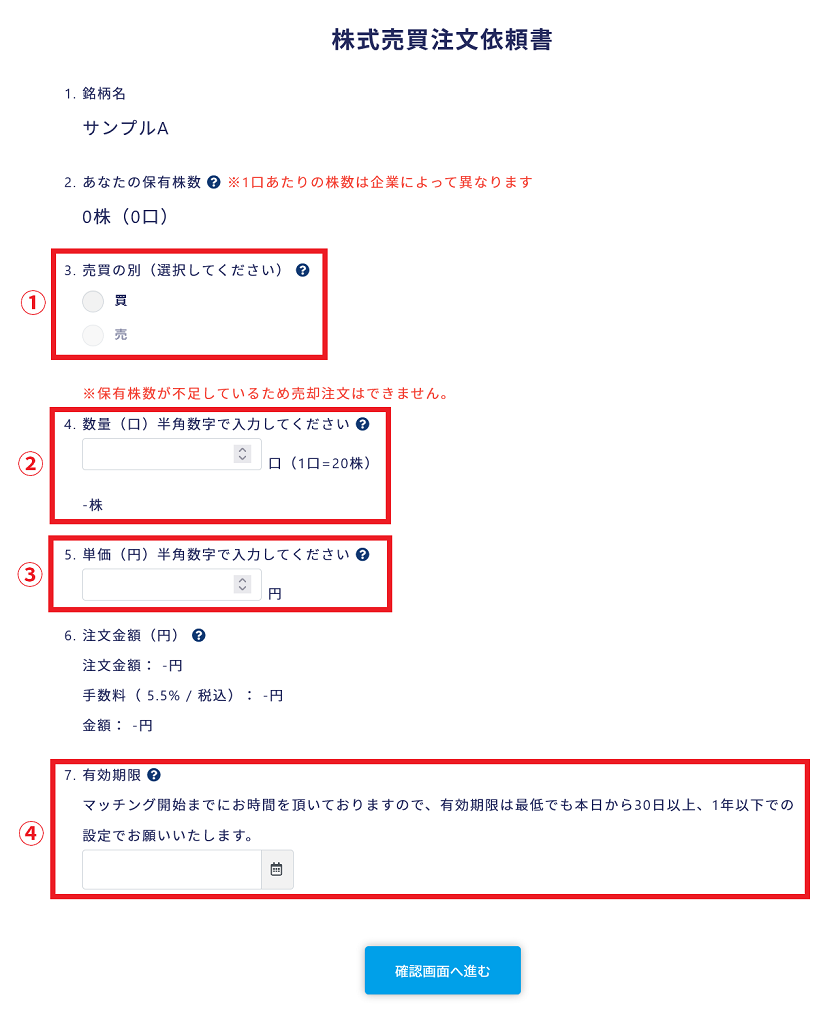 株式売買注文依頼書の見方